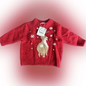NWT Zara baby reindeer nose red Christmas sweater size 6-9 months